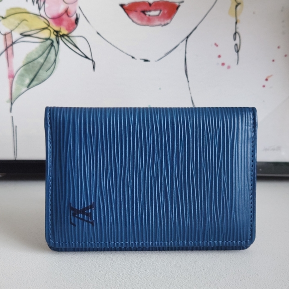 LOUIS VUITTON Blue Epi Card Holder Pocket Organizer - Picture 1 of 10